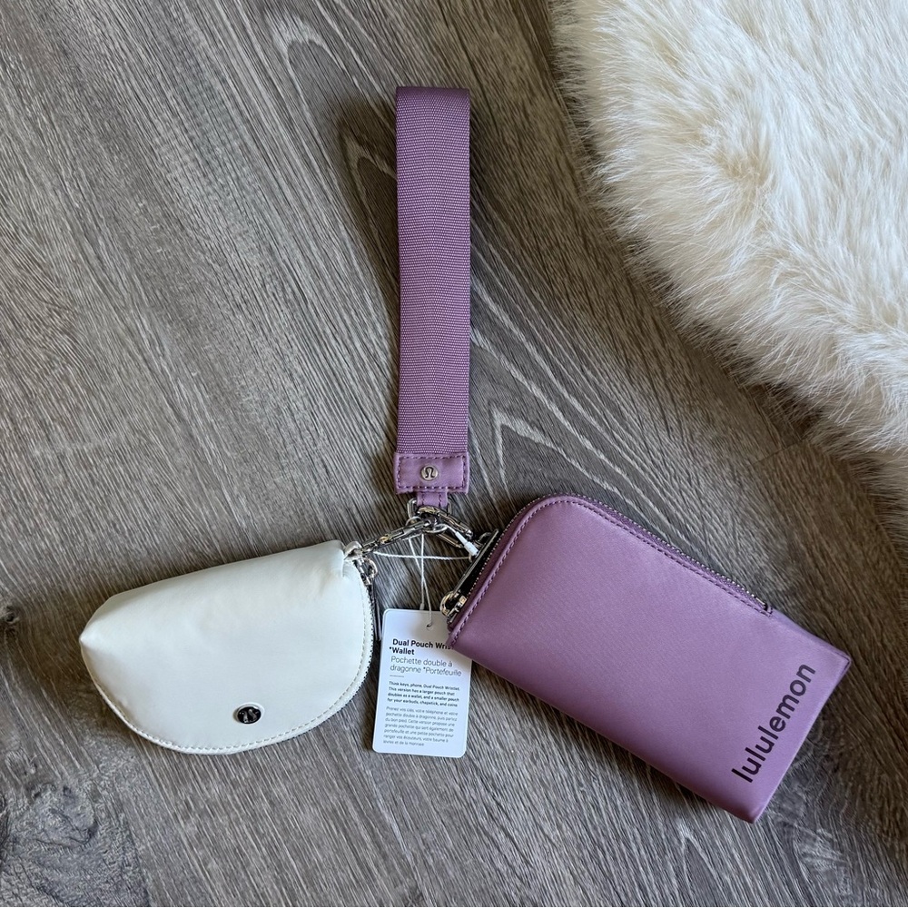 🍋💞LULULEMON  Dual Pouch Wristlet Wallet- Lavender Lux/Light Ivory/Goodnight Plum